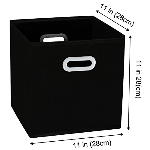 Fabric Cloth Storage Bins,Cube Organizer with Dual Handles Foldable Baskets for Home Bedroom,Set of 3, Black - color: Black, size: 3 Pack
