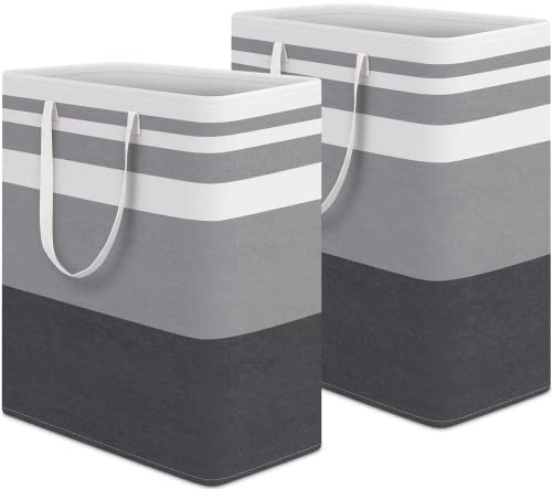 HomeHacks Laundry Basket,100L Each Waterproof, Freestanding Laundry Hamper, Collapsible Tall Clothes Hamper with Extended Handles for Clothes Toys in The Dorm and Family, 2-Pack Gradient Grey - color: Grey, size: 100L