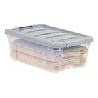 Amazon Basics Plastic Storage Containers with Secure Latching Lids, Stackable Organization Bins for Organizing, Clear/Grey, 12 Quart, Set of 6 - size: 12 Qt. - 6 Pack