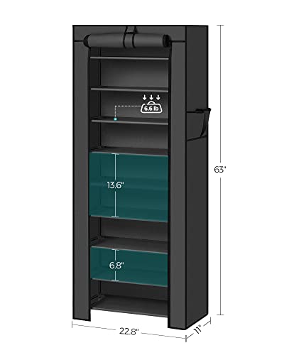 SONGMICS 10-Tier Shoe Rack, Shoe Storage Cabinet with Dustproof Cover, Free-Standing Shoe Storage Organizer for Closet, Entryway, Hold 27-35 Pairs of Shoes, for Sneakers, High Heels, Black URXJ10H - color: Black, size: 10 Tiers (22.8"W)