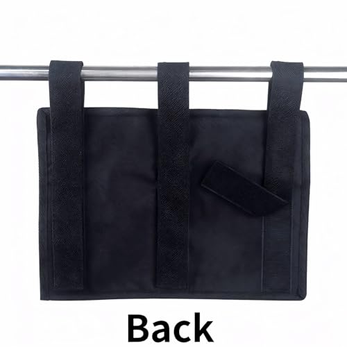 Hanging Bedside Caddy, Bedside Organizer Bunk Bed Storage Bag Hanging Pocket for Camp Dorms & Hospital Bed Rails More (Black 4 Pockets)