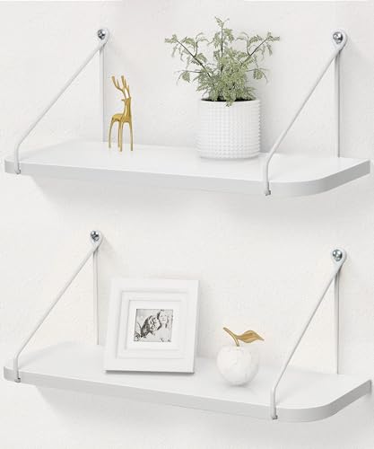 Afuly White Shelves for Wall, Floating Shelf Bathroom, Wall Mounted Shelves for Bedroom Living Room, Over Toilet Storage Display Organizer Modern Home Decor, 16inch Set of 2 - color: White, size: 5.7"D x 16.5"W