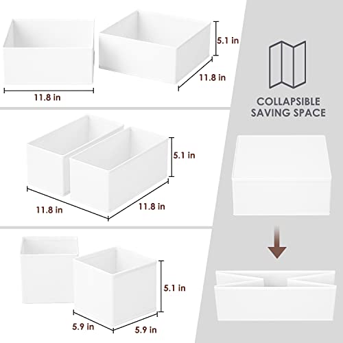 Criusia 6 Pack Clothes Drawer Organizer, Fabric Foldable Closet Dresser Drawer Organizer for Clothing, Bra Sock Underwear Drawer Organizer for Nursery Dorm Bedroom Organization (6 Bins, White) - color: White, size: 6 Pack