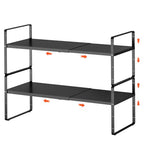 2Pack 16.5-27’’L Expandable Kitchen Shelf Organizer, Stackable Shelves Organizer, Adjustable Height Pantry Spice Rack for Cabinet, Countertop, Pantry and Cupboard, Black - size: 2Pack-Common-10.2''Wx(16.5-27'')Lx9.6''H-Black