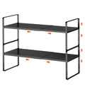 2Pack 16.5-27’’L Expandable Cabinet Shelf Organizers, Stackable Metal Shelves Extender for Kitchen Countertop Storage, Adjustable Spices Shelves Rack Stand for Cupboard Pantry, Black - size: 2Pack-Common-8''Wx(16.5-27'')Lx9.6''H-Black