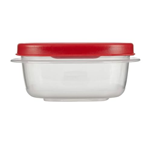 Rubber maid Food Storage Containers, 1.25 Cup Food Storage Containers, 9 Peice Set, Easy Find Lids, 4 Containers, 4 Lids Chalk Pen And Chalk Labels - color: Red, size: 1.25 Cup Pack of 4
