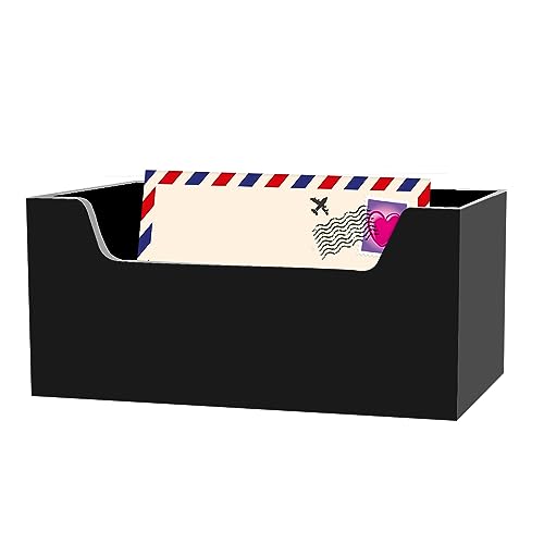 Mail Holder for Table, Acrylic Letter Holder Box for Desk or Wall Mount, Mail Organizer Countertop, Black - color: Black