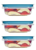 Rubber maid Storage Containers, Easy Find Lids, Teal, 3 cup, Flex & Seal, Leak Proof Lids, Food Storage Set, Clear Meal Prep Flex Containers, 3 Piece Set, Utenselux - size: 3 Cup