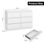 Jocoevol White 6 Drawer Dresser for Bedroom, 15.3" D x 47.2" W x 32.3" H in Simply Modern Chest of Drawers, Wood Storage Double Dresser with Deep Drawers for Living Room, Hallway Entryway, White - color: White