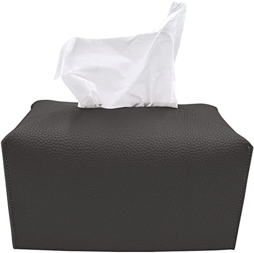 Carrotez Tissue Box Cover, [Refined] Modern PU Leather Rectangular Tissue Box Holder - Decorative Holder/Organizer for Bathroom Vanity Countertop, Night Stands, Office Desk 9.5"X5"X5" - Charcoal - color: Charcoal, size: [Rectangular]