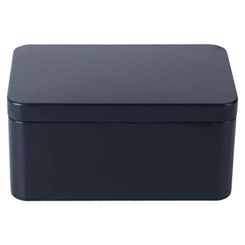 DOITOOL Metal Container Rectangular Tin Box Metal Tin Box with Lids, Empty Box Containers Portable Tea Storage for Tea Candy Candle Jewelry, Black (13x8x6cm) Small