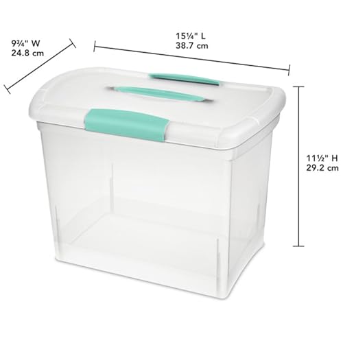 Sterilite Large Nesting ShowOffs, Stackable Small Storage Bin with Latching Lid and Handle, Plastic Container to Organize Office Files, Clear, 6-Pack - size: Large, style: 6 Pack