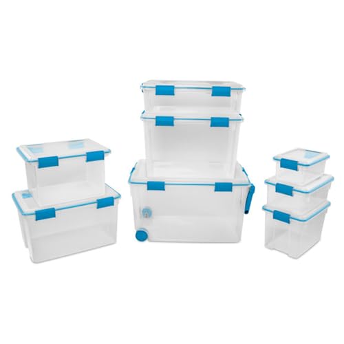 Sterilite 12-Pack Gasket Box, Weather-Resistant Storage Bins with Latching Lids, 37 Quart - Heavy-Duty Organizing Containers for Closet, Bathroom, and Office - size: 37 Quart, style: 12 Pack