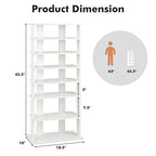 COSTWAY 7 Tiers Shoe Rack, Double Rows Vertical Tall Narrow Patented Shoe Organizer, Free Standing Shoe Rack for Small Space, Entryway, Closet, Living Room, Bedroom (White) - color: White