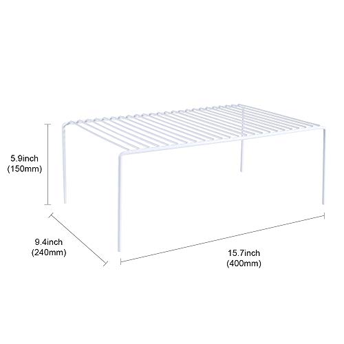 Redrubbit Large (15.7 x 9. 4 Inch) Cabinet Storage Shelf Rack, Rustproof Kitchen Counter and Cabinet Shelf, Storage Rack Organizer for Kitchen, Fridge, Cabinet, Bathroom, Set of 2 - color: White