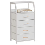 Furnulem Tall 4 Drawers Dresser, Vertical Storage Tower for Bedroom, Hallway, Entryway, Nursery, Closet Organizer, Nightstand Bedside Table Furniture, Sturdy Steel Frame, Wood Top, White - color: White, style: 4 Drawers