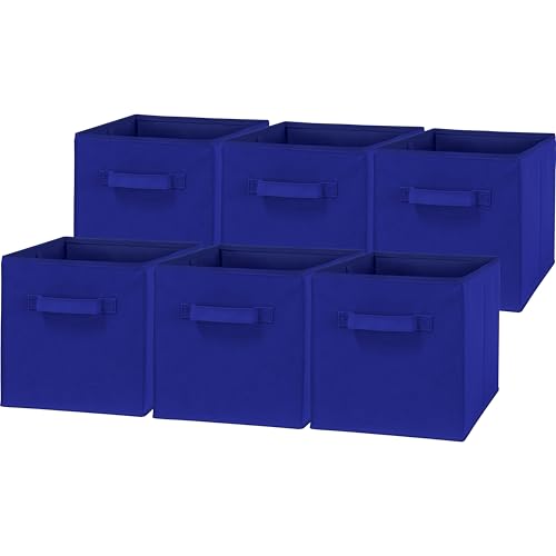 Simple Houseware Foldable Cube Storage Bins, 11-Inch Dark Blue, 6-Pack Fabric Cubes Organizer for Closet or Shelves - color: Dark Blue