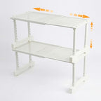 Expandable Cabinet Shelf Orgnizers, Stackable Kitchen Counter Shelves, Adjustable Height Pantry Cupboard Shelf, for Bathroom, Wardrobe, Under Sink Countertop (2)
