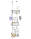 YQH 3-Tier Hanging Shower Rack - Door Organizer with 2 Hooks for Razor, Shower Balls and More (3 Tiers)