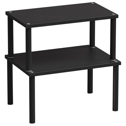 VERTORGAN Cabinet Organizer Shelf(Set of 2),Kitchen Counter Shelves,Bamboo Spice Rack Countertop and Cabinet,Stackable Expandable,Medium(Black) - color: Black, size: 11.8"W