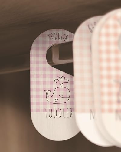Baby Clothes Organizer - Pink Baby Closet Dividers for Nursery Decor, Storage & Organization - 8 Size Closet Dividers for Hanging Clothes, Gender Neutral Nursery Must-Haves & Accessories - color: Pink Gingham