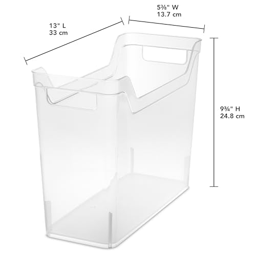 Sterilite Narrow Shelf Bin with Handles, Plastic Storage Container for Organizing Shelving, Closet, Pantry, and Countertops, Clear, 6-Pack - size: Narrow