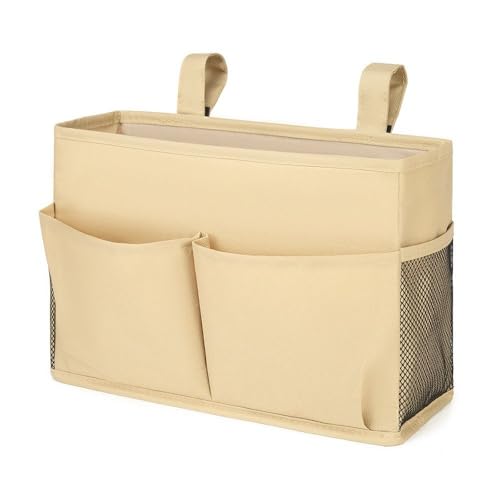 Bedside Storage Organizer Bag Phone Book Magazine Holder Pockets Hanging Storage Bag Sofa Side Pouch Bag(Yellow) - color: Yellow