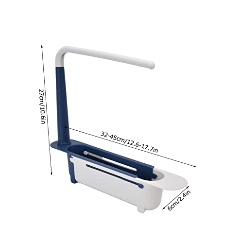 Zerodis Telescopic Sink Storage Rack, Telescopic 2in1 Sink Expandable Storage Drain Basket Towel Rack Under Sink Organizers Telescopic Sponge Soap Holder for Kitchen Sink (Blue) - color: Blue