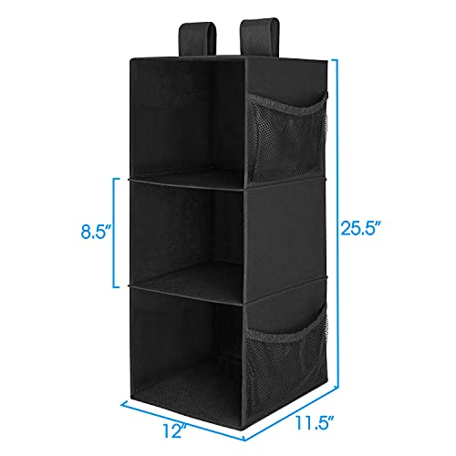 MAX Houser 3-Shelf Hanging Closet Organizers, Collapsible Closet Hanging Shelves for Camper, Nursery Hanging Organizers, Black, 2-Pack - color: Dark