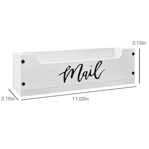 White Wooden Mail Organizer Countertop - Mail Organizer Wall Mounted, Office Mail Holder, Desktop Mail Basket for Counter, Letter Holder Box for Home Office Decor (White + Black, 3.15") - color: White & Black-2