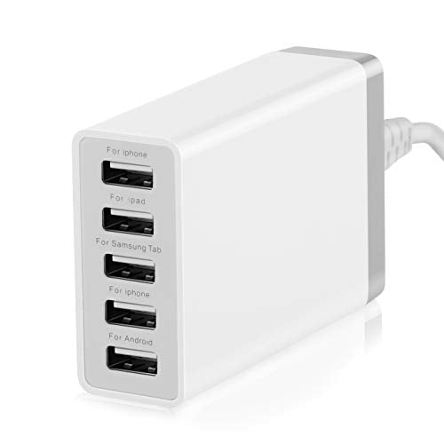 Desktop 5 Port USB Wall Charger 40W 8A, USB Hub Charging Station for Multiple Devices, Protable Multi Port USB Charger for Cell Phone, Tablet, Android Smart Phone and More - color: Power Charger (5Port Hub)