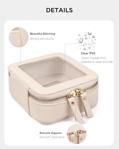 LETGO Clear Makeup Bags Set - TSA Approved Toiletry Bag with Handle Large Opening, Clear Toiletry Bags Case Pouch for Traveling Travel Car Orangizer Storage Essentials(Mini+Large Beige) - color: 0-Large+Mini-Beige