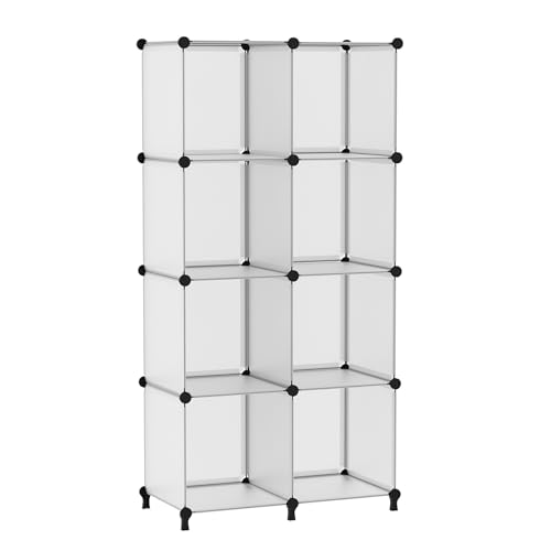 AWTATOS 8 Cube Storage Organizer, Closet Organizer Storage Shelf, Bookcase Bookshelf, DIY Stackable Storage Cubes Shelves for Closet, Bedroom, Home, Office, Translucent - color: Transparent, size: 4x2