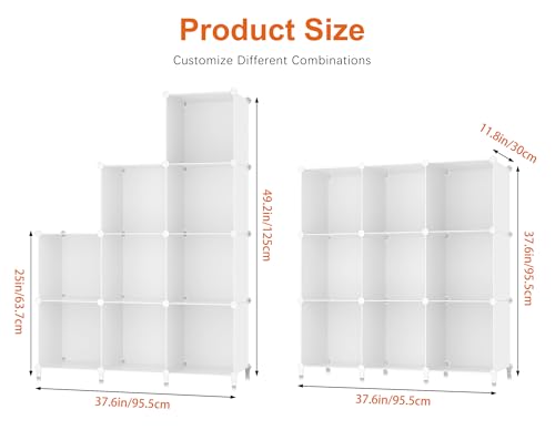 HOMIDEC 9 Cube Storage Organizer, Cubes Shelves for Living Room, Bedroom, White - color: White, size: Large