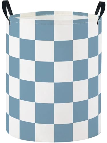 Baby Laundry Basket Baby Nursery Hamper Kids Laundry Basket Toy Storage Bin for Boys Room Decor Gift Baskets for Bedroom Bathroom(Blue Checkered) - color: Blue Checkered