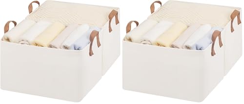 StorageWorks Fabric Storage Bins, Large Storage Baskets for Shelves, Closet Organizers and Storage Bins with Metal Frame, Handles, Natural Color, 4-Pack - color: Natural Color, size: 16 ½" L x 12" W x 10 ¼" H (Pack of 2)