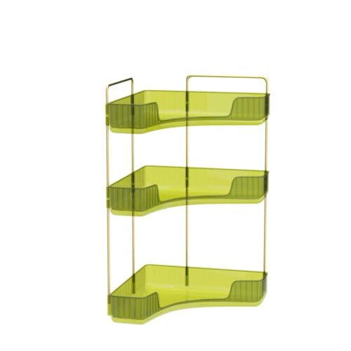 INVSSENE Corner Bathroom Countertop Organizer, Vanity Trays for Bathroom Counter, Makeup Organizer, Perfume Tray, Kitchen Spice Rack, Fits 90 Corner(Green, 3 Tiers) - color: Green, size: 13.6" x 10" x 23.2"