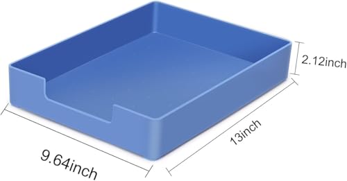 Letter-Size Tray, Desk Drawer Organizer, A4 Plastic Paper Tray for Office, School, Home Storage, and Storage Containers for Gift Wrap, and Crafts (Blue) - color: Blue