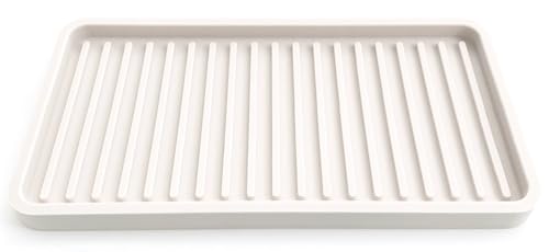 Happitasa Silicone Sink and Surface Organizer Tray, Sponge Holder, Vanity Tray, Trivet, Heat Safe, Dishwasher Safe, for Bathroom and Kitchen Organization (Vanilla Cream, 10"x5.25") - color: Vanilla Cream, size: 10" x 5.3" x 0.6"