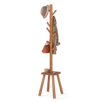 VASAGLE Coat Rack, Free Standing Coat Stand, Hall Coat Tree with 8 Hooks and Storage Shelf, 69.2 Inch Tall, for Coats, Hats, Bags, for Entryway, Hallway, Bedroom, Caramel Brown URCR033K01 - color: Caramel Brown, style: round tray