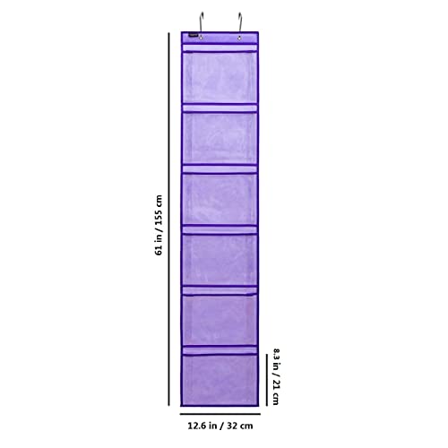 Extra Large Pockets Shoe Organizer for Closet Over The Narrow Door Hanging Shoe Holder Storage (6 Large Pockets-Purple) - color: 6 Large Pockets-Purple