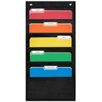 Essex Wares - 5 Pocket File Pocket Chart, Black, 14" Wide x 24" Tall - Versatile Wall Hanging File Folder Organizer for Classroom, Office, Home, and More - Wall Folder Organizer - 5 Pockets - size: 5 Pocket