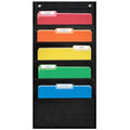Essex Wares - 5 Pocket File Pocket Chart, Black, 14" Wide x 24" Tall - Versatile Wall Hanging File Folder Organizer for Classroom, Office, Home, and More - Wall Folder Organizer - 5 Pockets - size: 5 Pocket