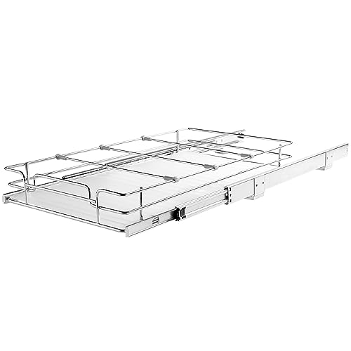 VEVOR 11" Wx21 Dx2.5 H Pull Out Cabinet Organizer, Heavy Duty Slide Out Pantry Shelves, Steel Roll Out Drawers, Sliding Drawer Storage for Home Under Sink, 13.5" Wx22 Dx7 H Install Size for Cabinet - size: 12.6"Wx21"D