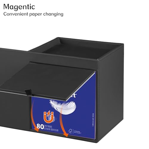 PU Leather Square Tissue Box Cover with Tray and Organizer, Multi-Function Remote Control Tissue Holder for Vanity, Nightstand, Bathroom, Home and Office - color: Black