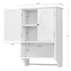 TEENFON Bathroom Wall Cabinet with Adjustable Shelves and Towel Rack, Wall Mounted Over the Toilet Storage Cabinet for Bathroom, Living Room, White UNGGX005W - color: White With Towel Bar