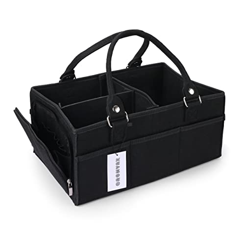 XUANGUO Baby Diaper Caddy Organizer for Girl Boy Large Nursery Storage Bin Basket Portable Holder Tote Bag for Changing Table and Car Baby Shower Gifts Newborn Essentials Must Haves Items black - color: black