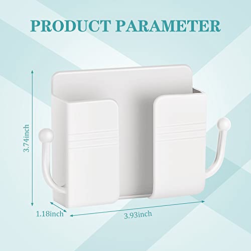 Jetec 6 Pcs Wall Mount Phone Holder Self-Adhesive Wall Beside Organizer Storage Box Plastic Charging Phone Stand Remote Brackets Holder for Bedroom(White) - color: White