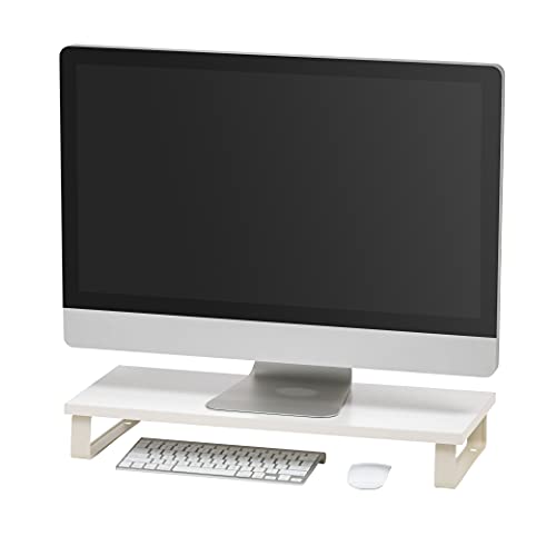 IRIS USA 1-Tier Multi-Purpose Modern PC Monitor Organizer Stand with Metal Legs, Ergonomic Desktop and Countertop Riser for Computer Laptop TV Kitchen Pantry and Closet Organization, White - color: White, size: 3.4" H