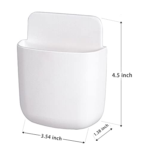 3 Pack Remote Control Holder Wall Mount Holders Hole-Free Phone Charging Organizer Pen Storage Containers For Home Office School Supply Storage (White) - color: White